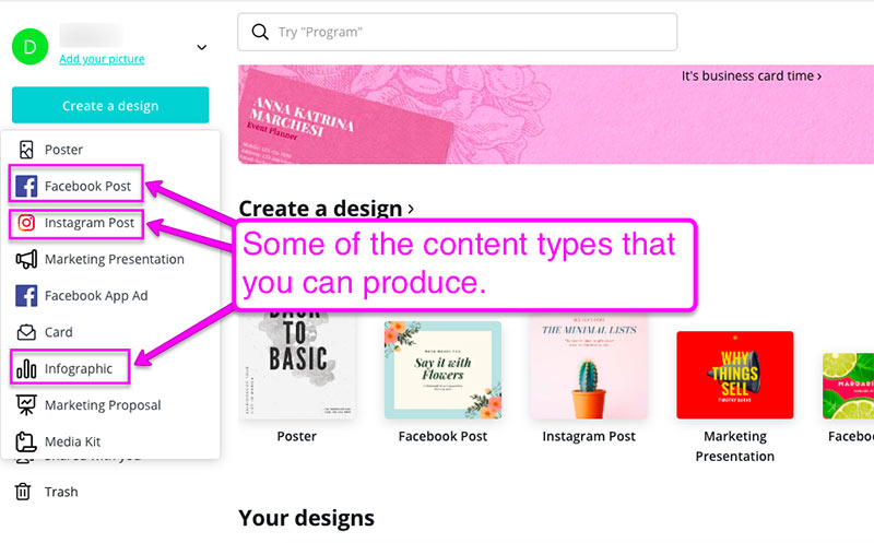canva create picture posts for social media